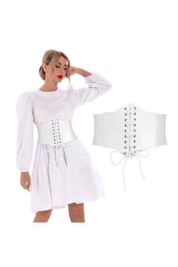 Worth Collection Wide Ivory Off White Corset Belt Size M Asooll Lace Up Corset Belts Vintage Wide White Underbust  main image 2