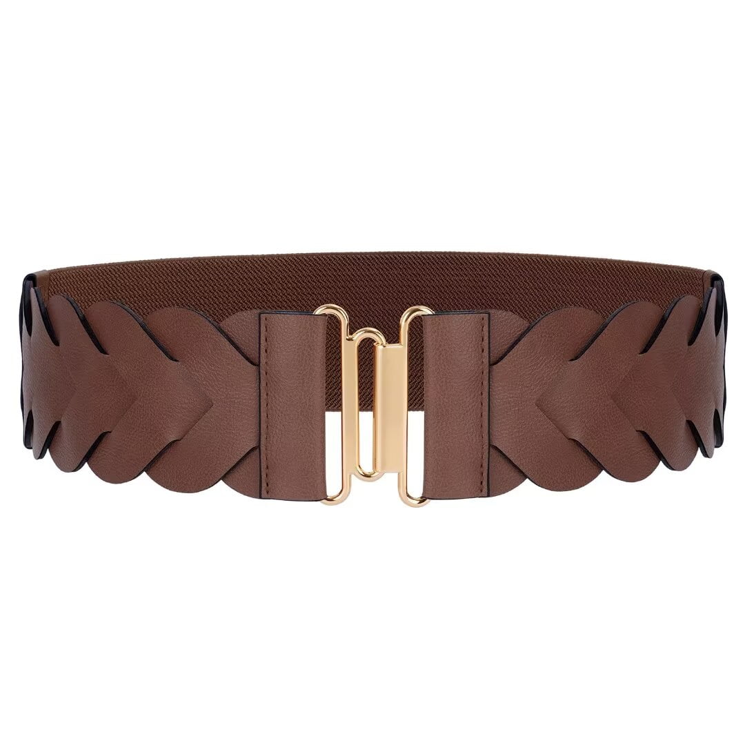 Wide Elastic Leather Belt for Dresses Stretchy Cinch INOGIH Women Wide Dresses Belt Stretchy Cinch Belt Leather  main image 4
