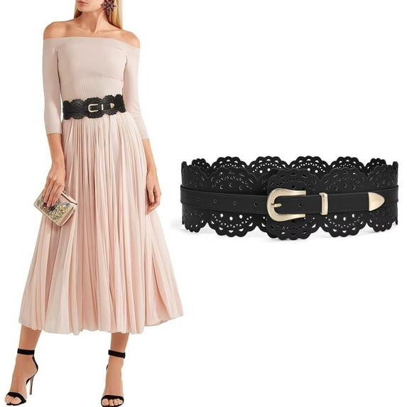 JASGOOD Wide Leather Belts for Women Obi Belt for Dresses Vintage Ladies Waist Belts