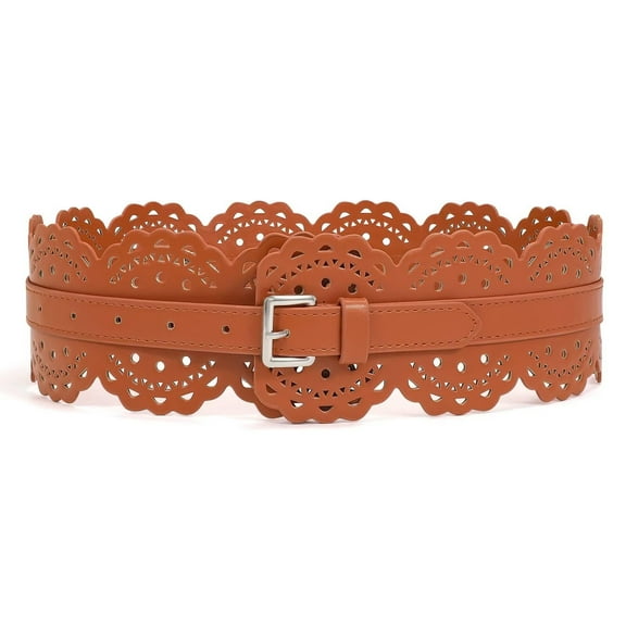 JASGOOD Wide Leather Belts for Women Obi Belt for Dresses Vintage Ladies Waist Belts