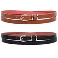 thumbnail image 1 of JASGOOD Woman Skinny Belts Black and Brown Leather Belt for Jeans Pants, 1 of 13
