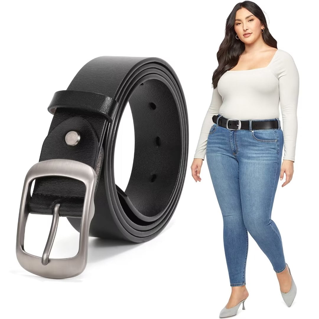 JASGOOD Women Belts Plus Size Black Leather Waist Belt for Jeans Pants