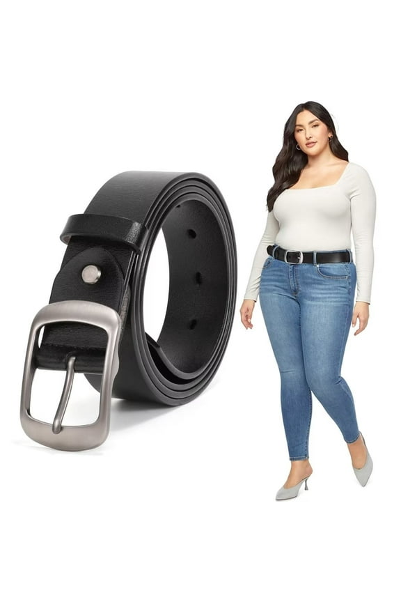 Women Belts Plus Size Black Leather Waist Belt for Jeans Pants