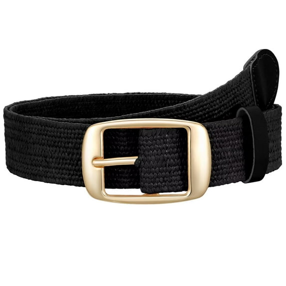 JASGOOD Women Boho Belt Braided Stretch Belts for Pants Dresses Black
