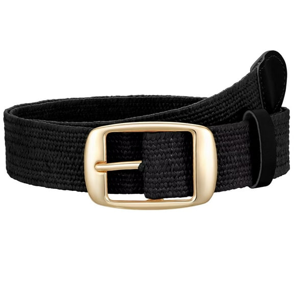 JASGOOD Women Boho Belt Braided Stretch Belts for Pants Dresses Black
