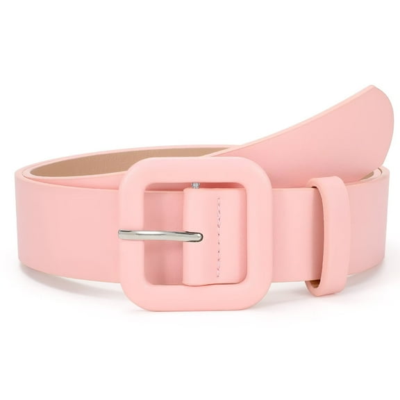 JASGOOD Women Fashion Leather Belts Candy Color Square Buckle Belt for Jeans Pants Dresses