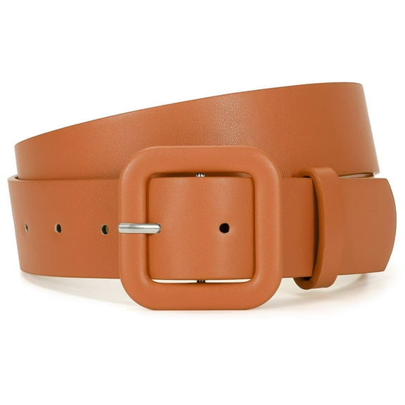 JASGOOD Women Fashion Leather Belts Candy Color Square Buckle Belt for Jeans Pants Dresses