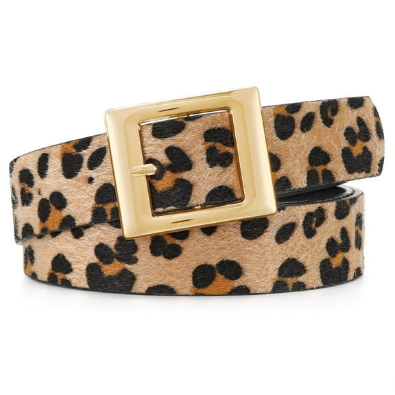 JASGOOD Women Fashion Leather Belts with Square Gold Buckle Waist Belt for Jeans Pants Dresses