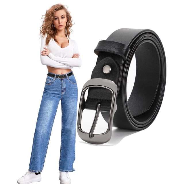 JASGOOD 3 Pack Women Belts for Jeans Pants Ladies Leather Waist Belt Casual Fashion Trend Belt for Women with Gold Buckle