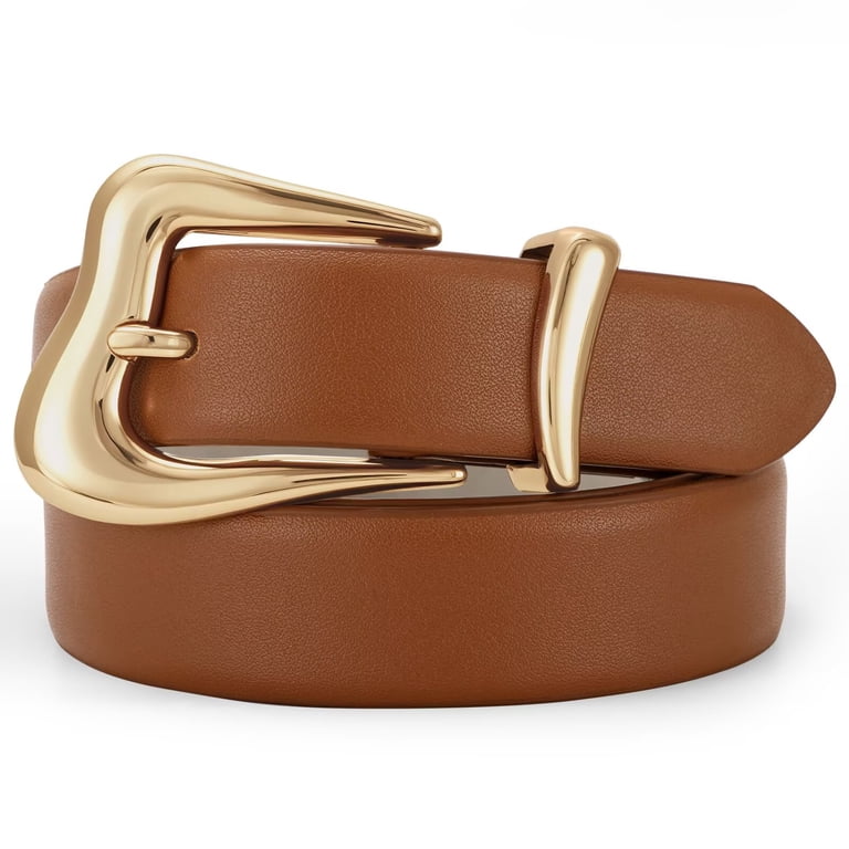 JASGOOD Women Leather Belt with Gold Buckle Fashion Ladies 