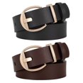 thumbnail image 1 of JASGOOD Women Leather Belts Black Coffee Ladies Belt for Jeans with Gold Buckle, 1 of 7