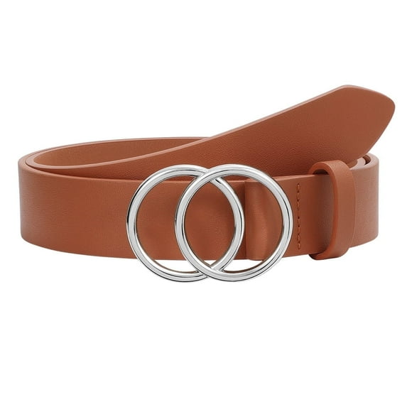 JASGOOD Women Leather Belts for Jeans Pants Dress Brown Belt Size up to 44 inch