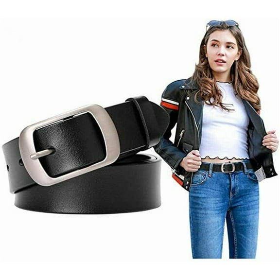 JASGOOD Women Leather Belts for Jeans Pants Ladies Black Belt