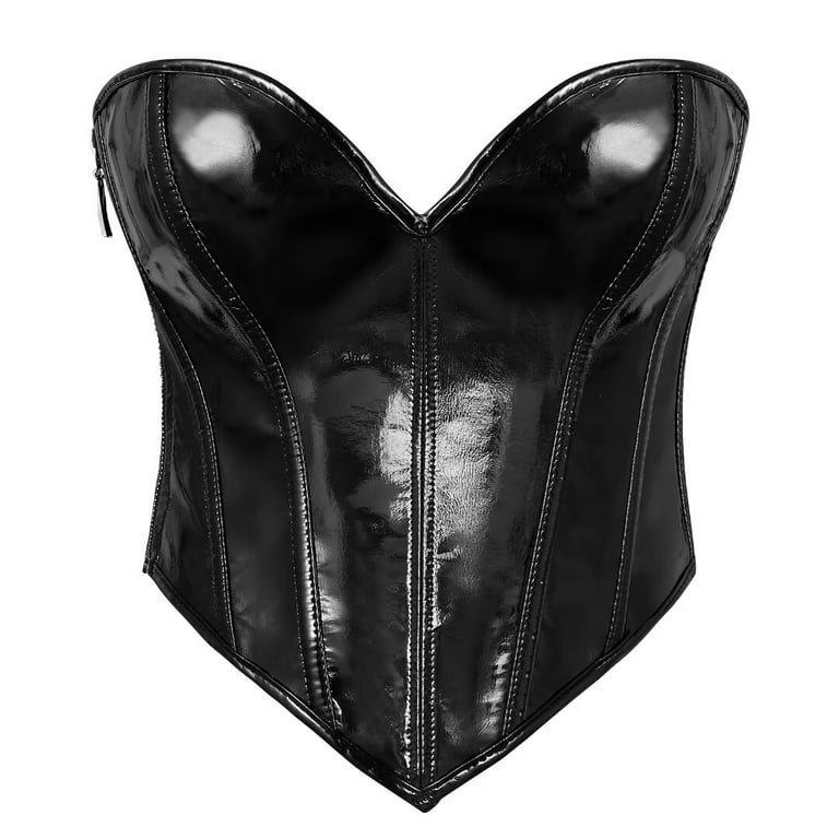 JASGOOD Women PU Leather Corset Top Lace-up Tied Underbust JASGOOD Women PU Leather Corset Top Lace-up Tied Underbust