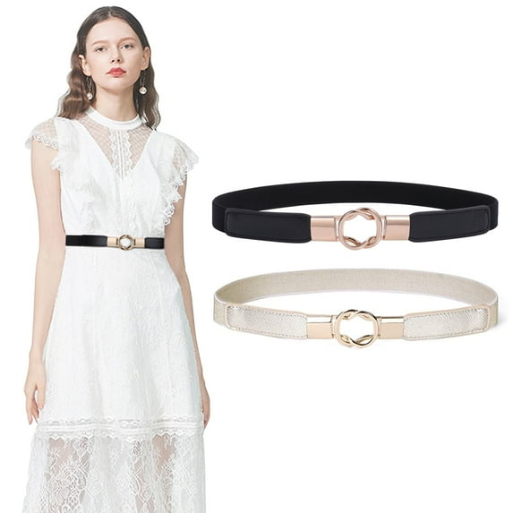 JASGOOD Women Skinny Elastic Belts for Dresses Pants Retro Ladies Belts