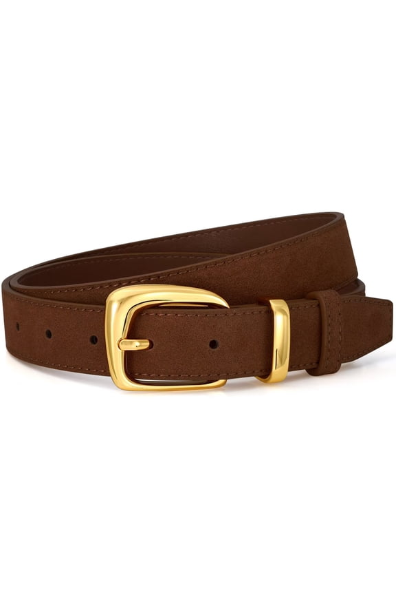 Women Suede Leather Belt for Jeans Fashion Gold Buckle Ladies Waist Belts