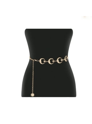 Glamorstar Leather Chain Belts Layered Metal Waist Belt for Women Ladies Dresses