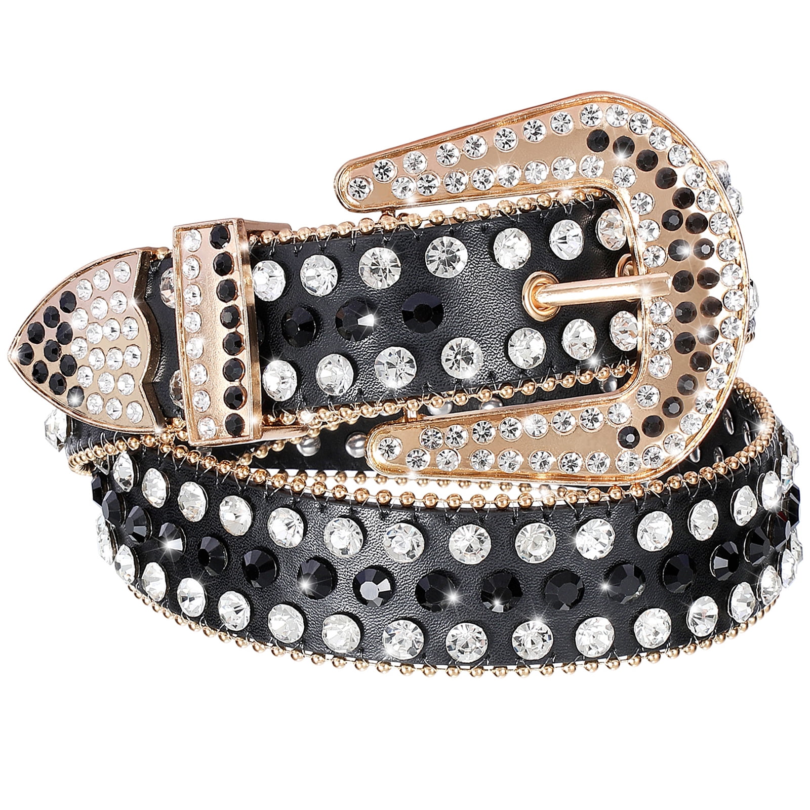 JASGOOD Women Western Belts Cowgirl Cowboy Rhinestone Leather Belt for