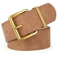 thumbnail image 1 of JASGOOD Women Wide Belt Fashion Suede Belt Ladies Thick Belts with Gold Buckle Brown, 1 of 8