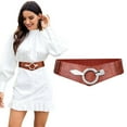 thumbnail image 1 of JASGOOD Women Wide Elastic Belt Fashion Vintage Stretch Brown Leather Waist Belts for Dresses, 1 of 10