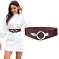 thumbnail image 1 of JASGOOD Women Wide Elastic Belt Fashion Vintage Stretch Coffee Leather Waist Belts for Dresses, 1 of 11