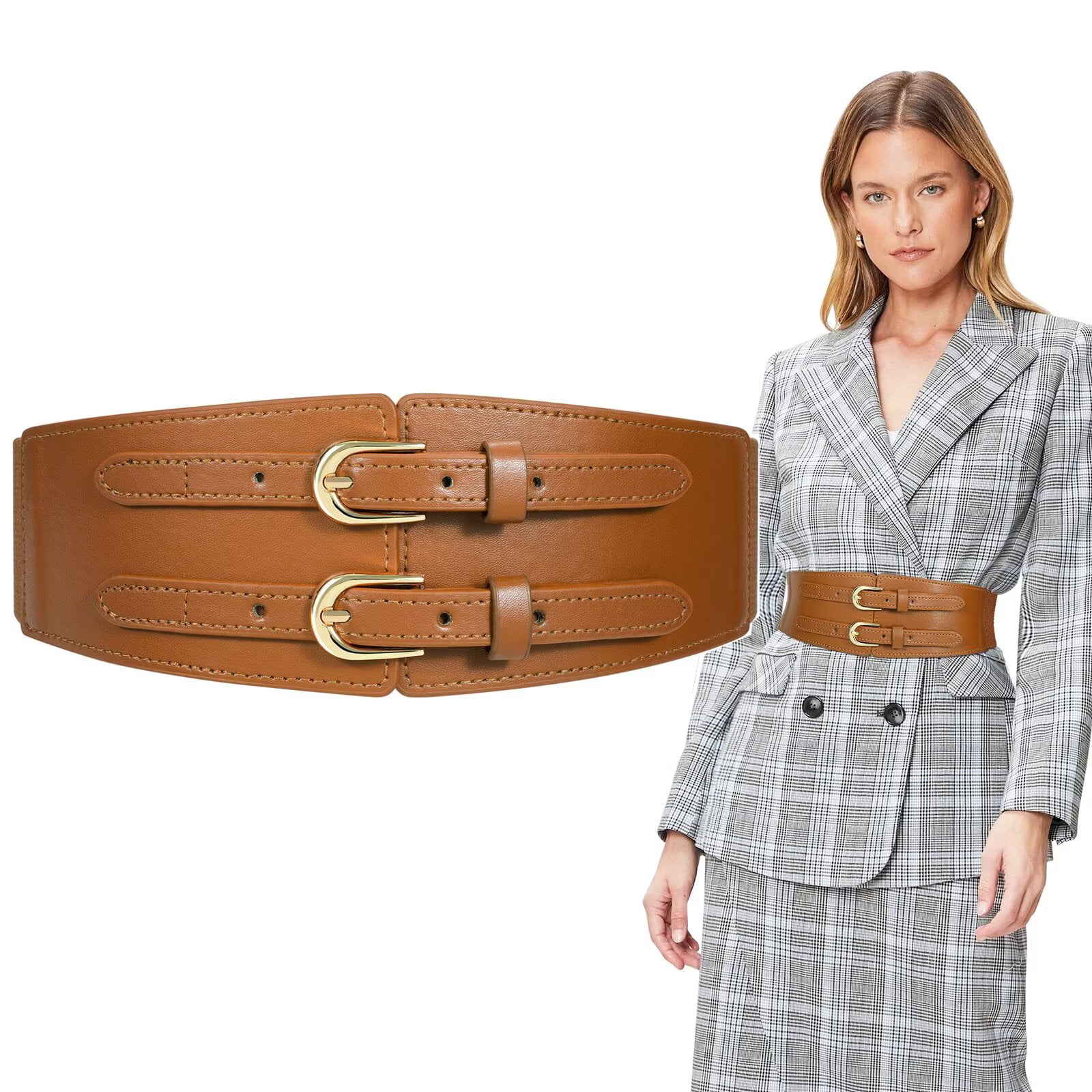 Jasgood Women Wide Elastic Belts Adjustable Stretchy Waist Belt for Dresses Coats