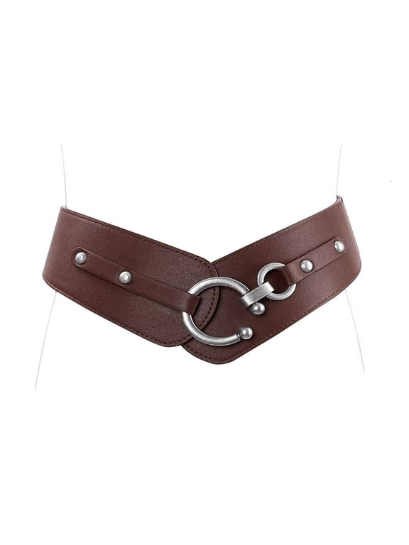 Women Wide Elastic Thick Belt Fashion Vintage Stretch Leather Waist Belt for Dress