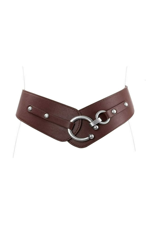 Women Wide Elastic Thick Belt Fashion Vintage Stretch Leather Waist Belt for Dress