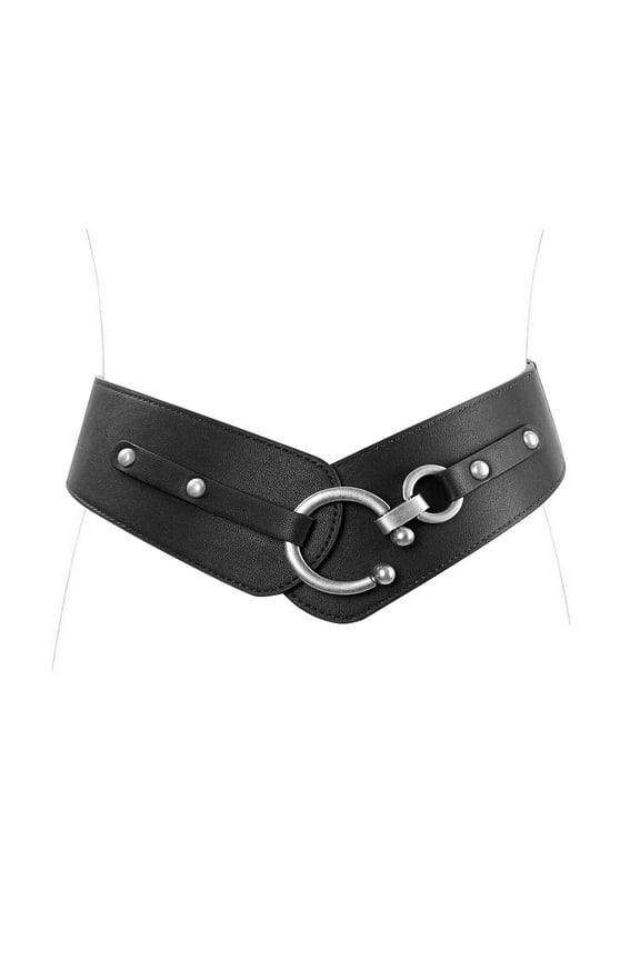 Women Wide Elastic Thick Belt Fashion Vintage Stretch Leather Waist Belt for Dress