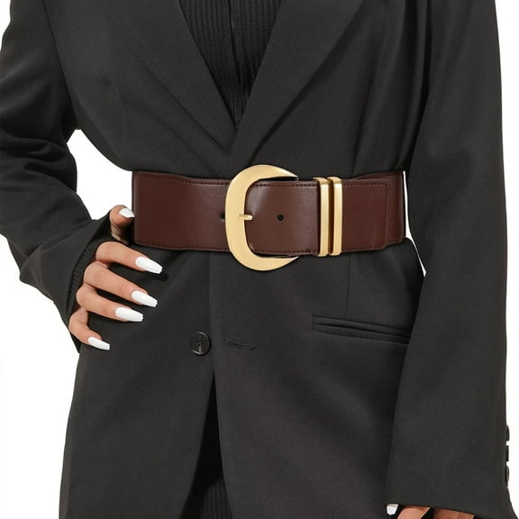 JASGOOD Women Wide Elastic Waist Belt Fashion Stretchy Cinch Belt Waistband with Gold Buckle
