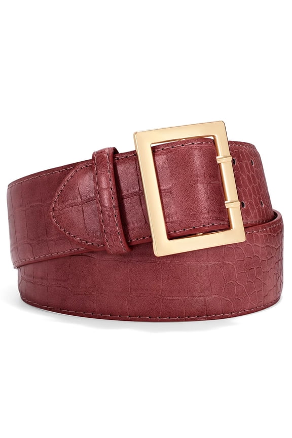 Women Wide Leather Belt for Jeans Dress Ladies Waist Belt with Gold Buckle