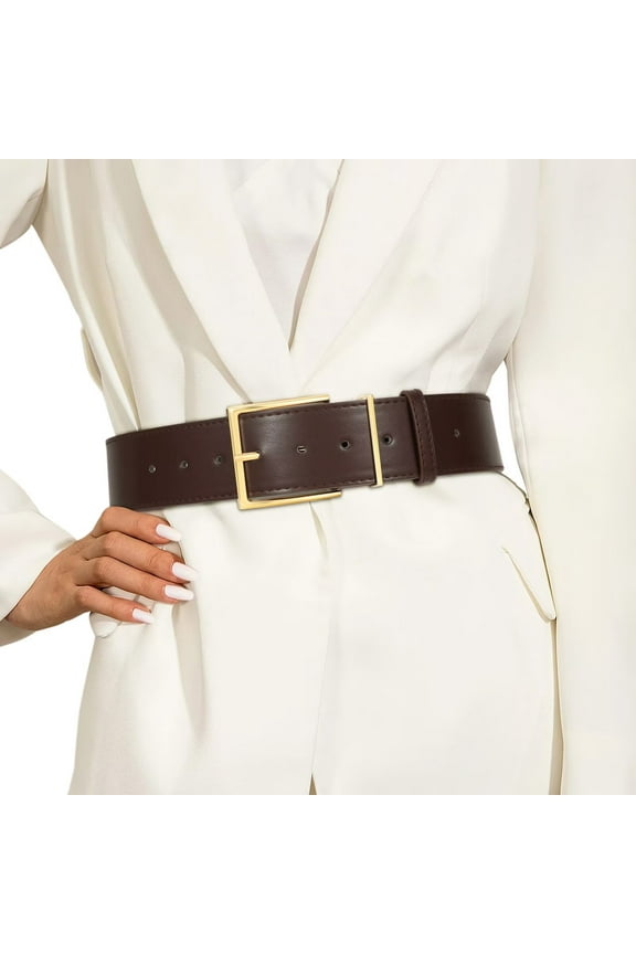 Women Wide Leather Belts Fashion Waistband for Dresses Pants