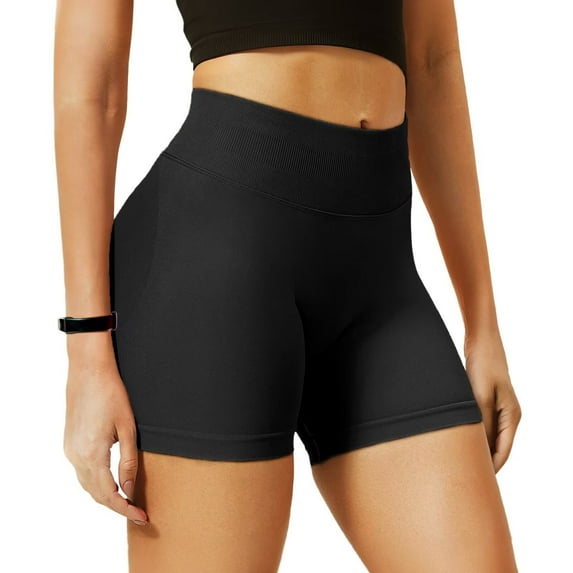 JASGOOD Women Yoga Shorts High Waist Butt Lifting Workout Short Breathable Fitness Running Gym Shorts