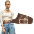 thumbnail image 1 of JASGOOD Women's Belts Ratchet Leather Belt for Jeans Dresses with Gold Buckle, Coffee, 1 of 8