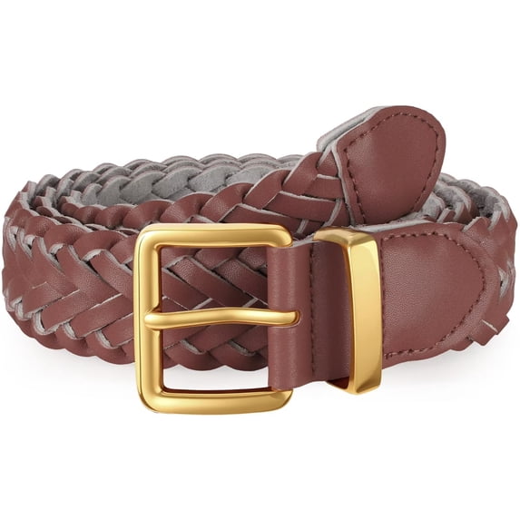JASGOOD Women's Braided Belt Woven Leather Belts for Jeans Dress