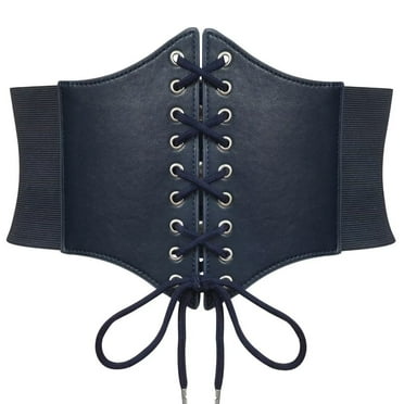 JASGOOD Women's Lace-up Corset Elastic Waist Belt Plus Size, Tied Waspie Wide Belt for Women