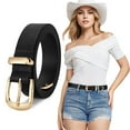 thumbnail image 1 of JASGOOD Women Leather Belt Fashion Belts with Gold Buckle Black, 1 of 10