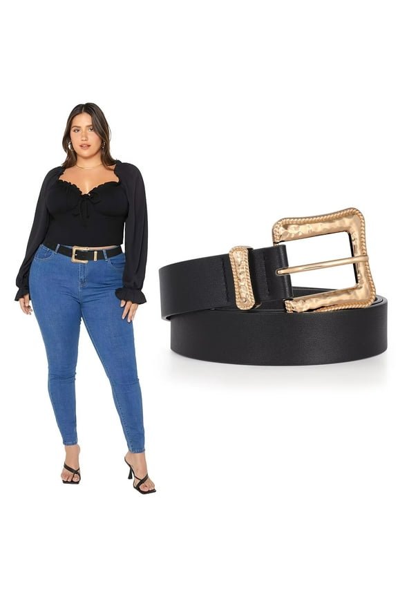 Plus Size Leather Belts for Women Ladies Belt for Jeans Pants with Gold Buckle