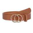 thumbnail image 1 of JASGOOD Women's Leather Belts for Dresses Jeans Pants Brown Waist Belt with Double O Ring Buckle, 1 of 10
