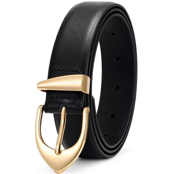 JASGOOD Women's Leather Belts for Jeans Dresses Fashion Ladies Belt with Gold Buckle