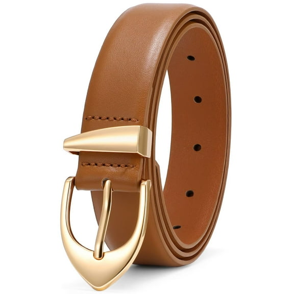 JASGOOD Women's Leather Belts for Jeans Dresses Fashion Ladies Belt with Gold Buckle
