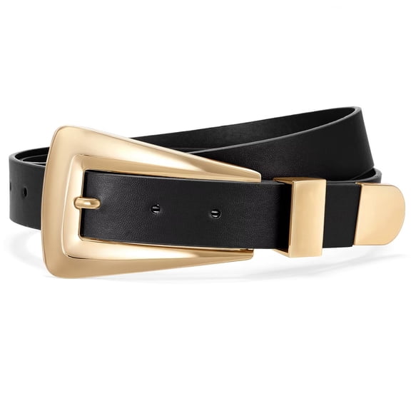 JASGOOD Women's Leather Belts for Jeans Pants Fashion Ladies Dress Belts with Gold Buckle