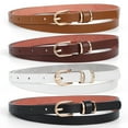 thumbnail image 1 of JASGOOD Women's Skinny Leather Belt, XL, PU Material, for Jeans with Gold Buckle, 1 of 13