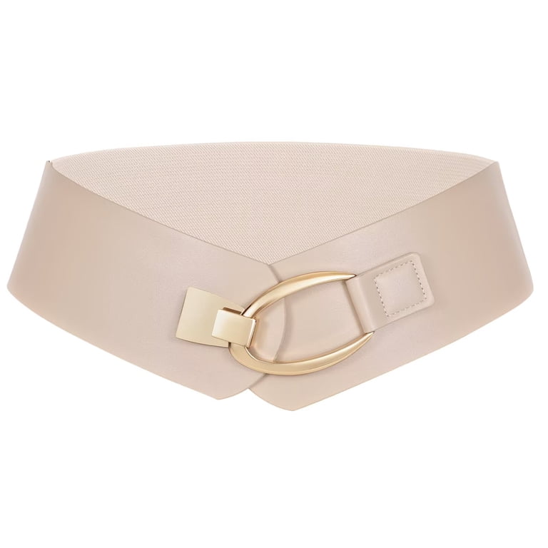 Women\'s Wide Elastic Waist Belt with Gold Buckle JASGOOD Women main image 3