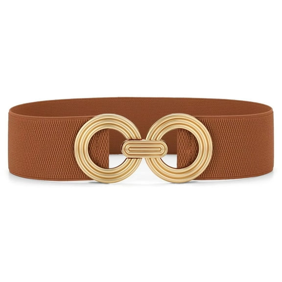 JASGOOD Women's Wide Elastic Waist Belt Stretch Belt for Dresses Hip Belt Gold Buckle Belt for Ladies