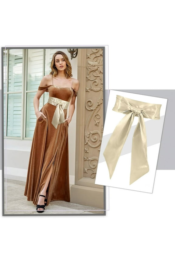 Womens Dress Sash Belt Wedding Party Bridal Satin Waist Belts for Special Occasion Light Yellow