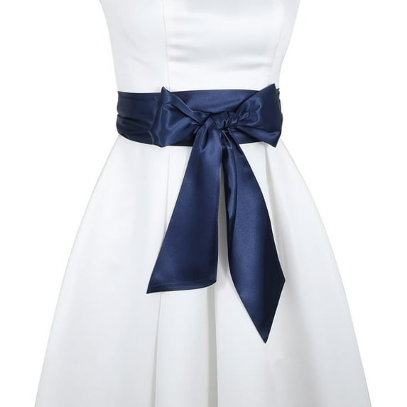 JASGOOD Womens Dress Sash Belt Wedding Party Bridal Satin Waist Belts for Special Occasion Navy Blue