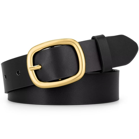 JASGOOD Womens Leather Belt Fashion Ladies Belt with Gold Buckle
