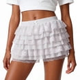 thumbnail image 1 of JASGOOD Womens Ruffle Shorts Cute Lace Multi-Layered Bloomers Fashion Summer Mini Shorts, 1 of 10