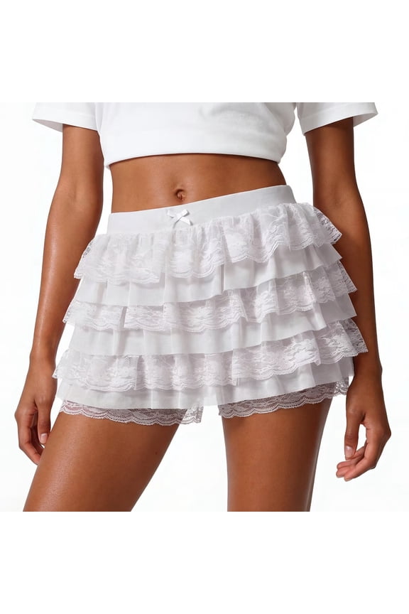 Womens Ruffle Shorts Cute Lace Multi-Layered Bloomers Fashion Summer Mini Shorts